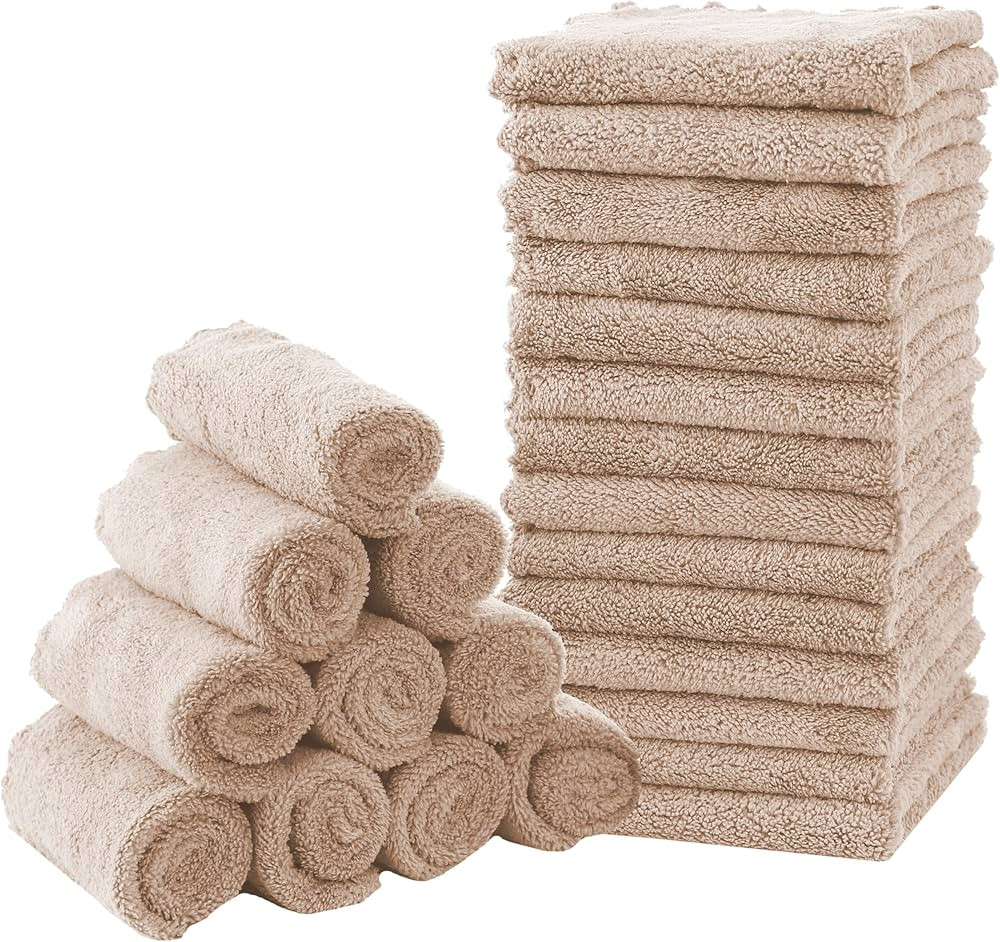 MOON PARK Baby Washcloths, 24 Pack - 8x8 Inches, Small Burp Cloths and Baby Wipes - Microfiber Co... | Amazon (US)