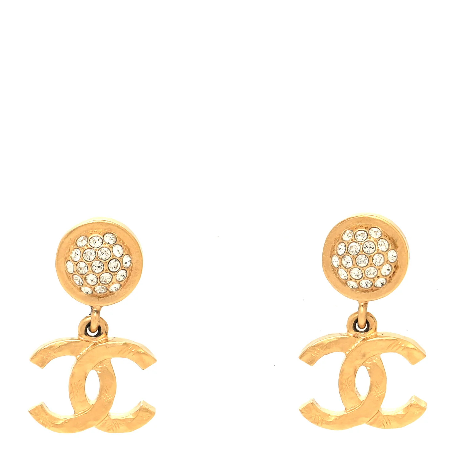 Crystal CC Drop Earrings Gold | FASHIONPHILE (US)