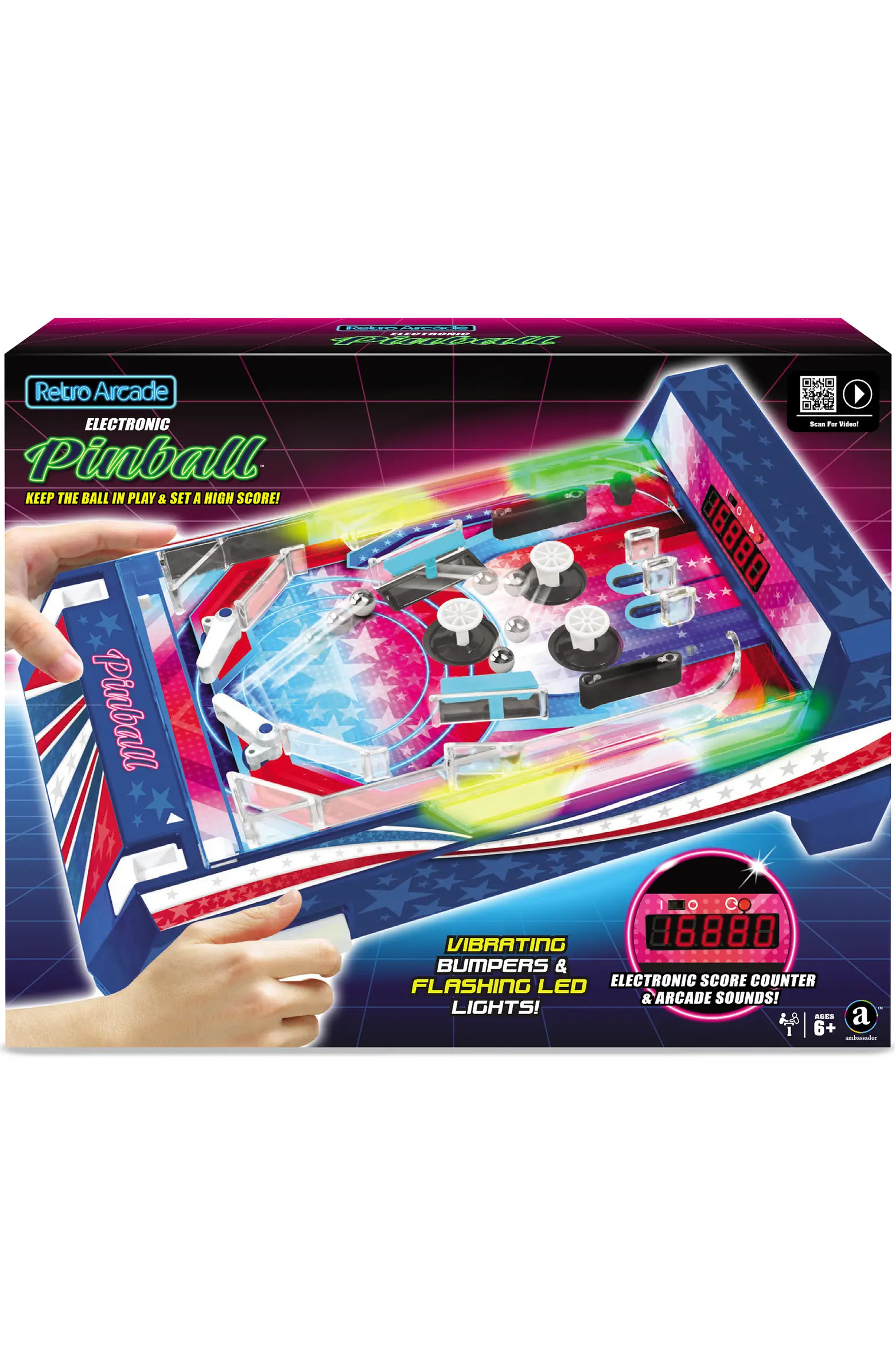 Retro Arcade Electronic Pinball Tabletop Game, Vibrating Bumpers, Led Lights | Nordstrom