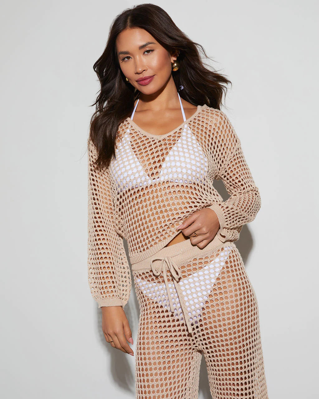 Sayulita Dreaming Crochet Hoodie Long Sleeve Top | VICI