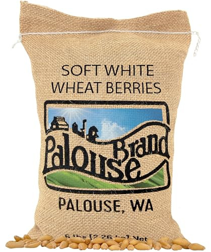 Palouse Brand Certified Glyphosate Residue Free Soft White Wheat Berries | 5 LBS | Family Farmed in Washington State | Non-GMO Project Verified | Kosher | Field Traced | Amazon (US)