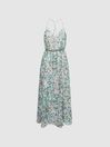 Reiss Blue Pippa Floral Printed Midi Dress | Reiss UK