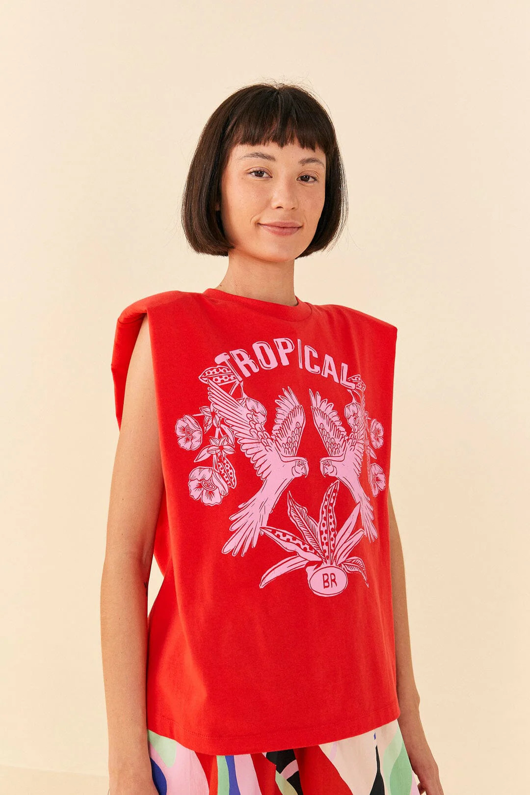 Red Tropical Organic Cotton T-Shirt | FarmRio (US)