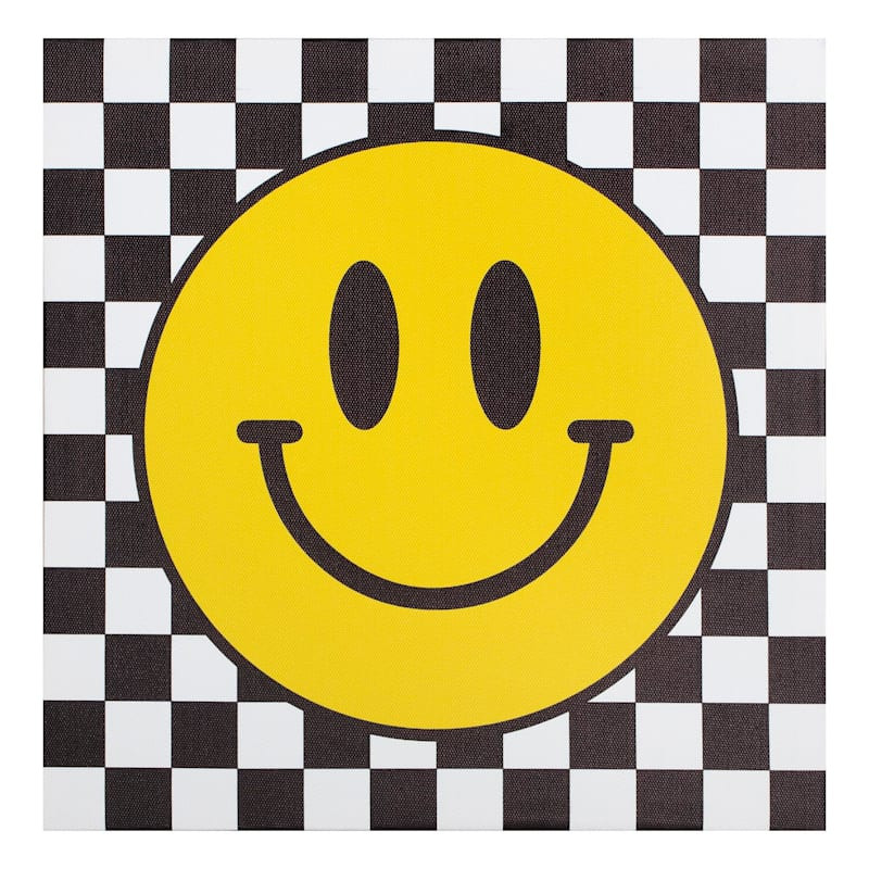 Emoji Checkered Canvas Wall Art, 12" | At Home