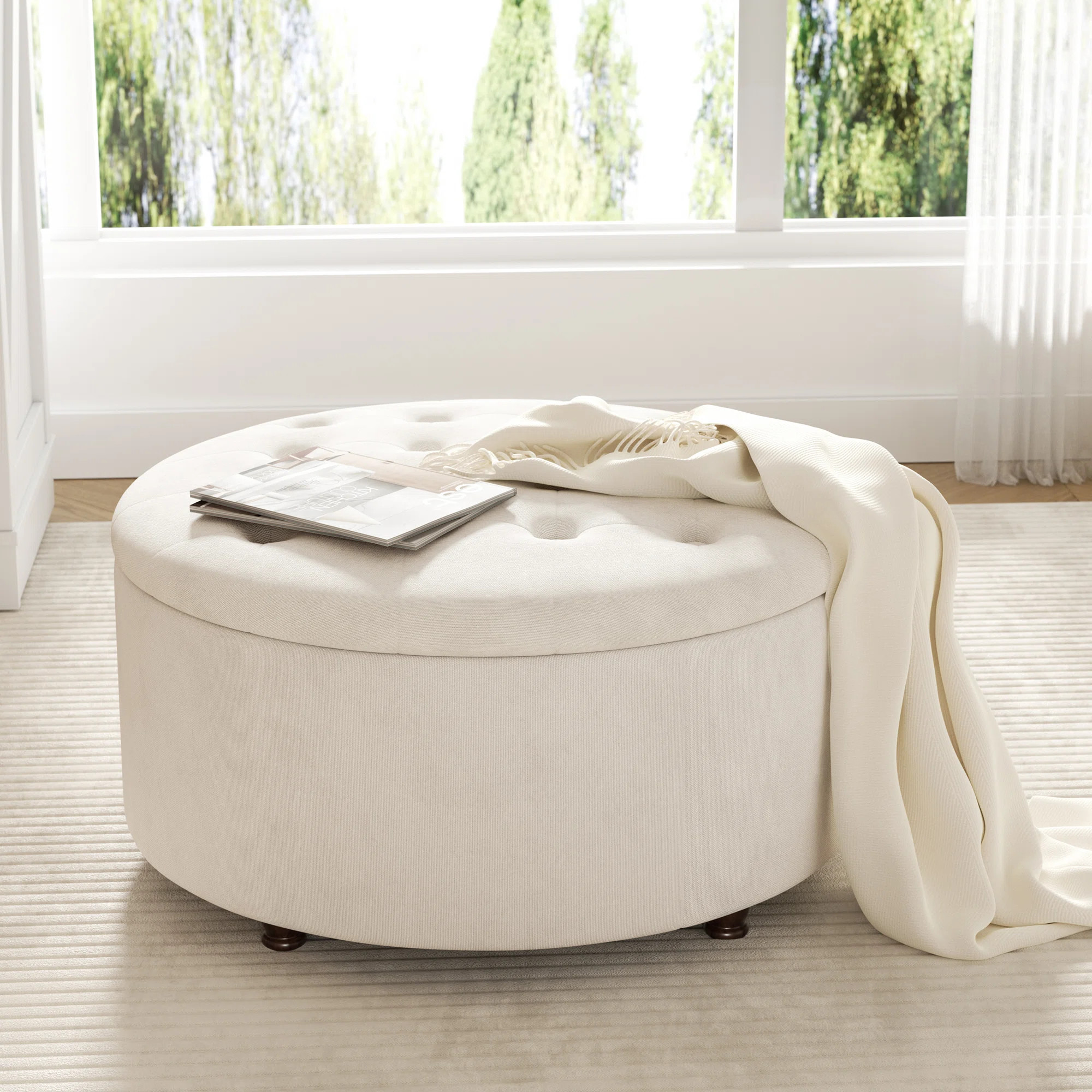 Winston Porter Upholstered Ottoman with Storage | Wayfair North America