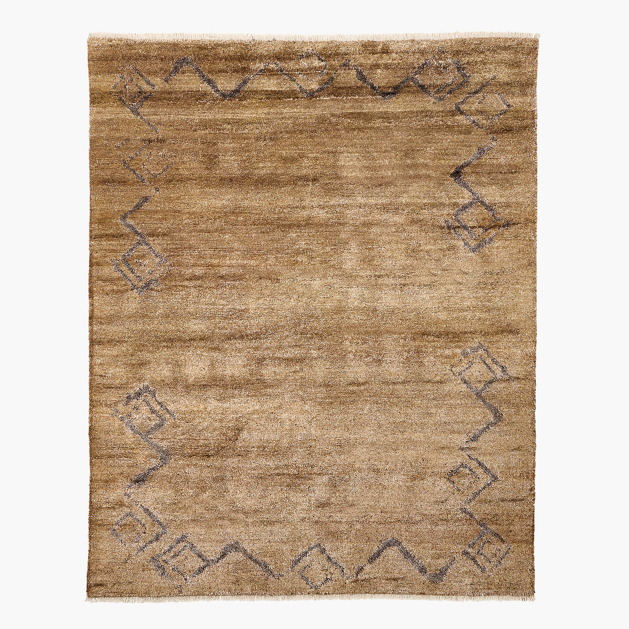 Sirocco Cool White and Grey Green Handknotted Viscose Area Rug 8'x10' by Kravitz Design | CB2 | CB2