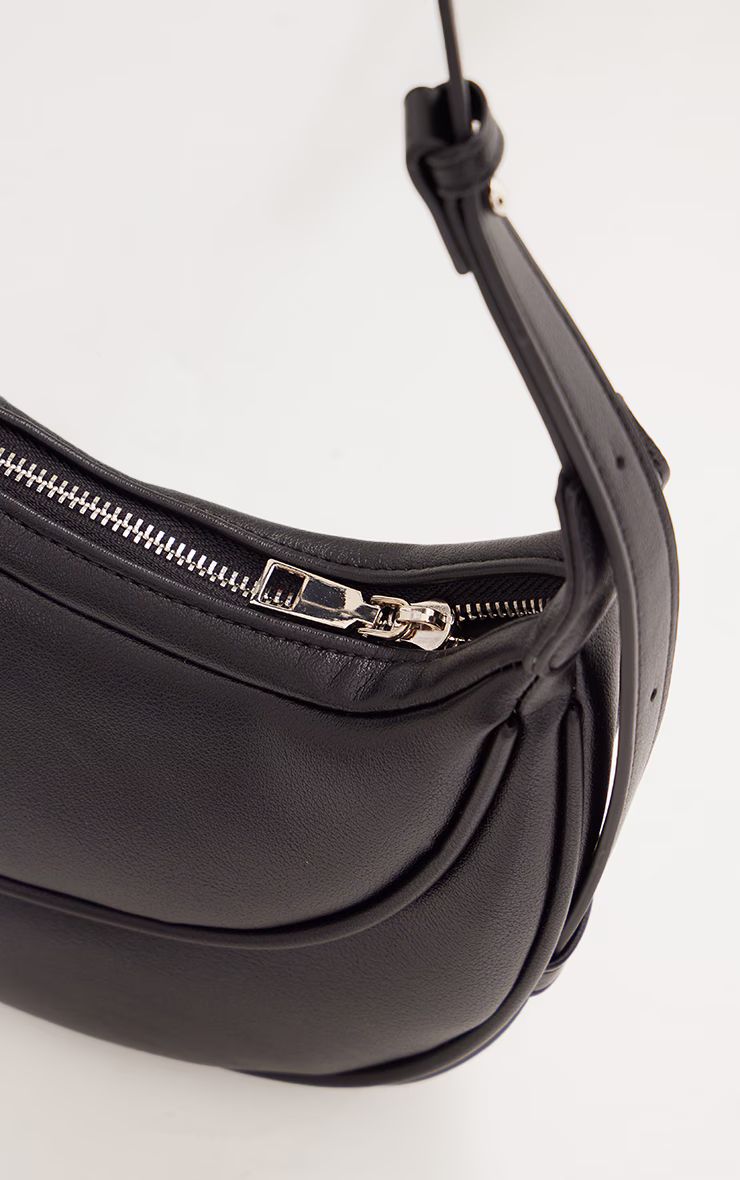 Black Crescent Piping Detail Shoulder Bag | PrettyLittleThing CAN
