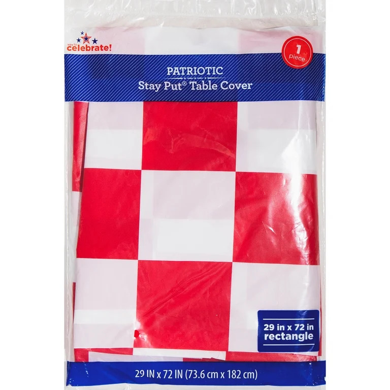 Way To Celebrate Red and White Checkered Stay Put Table Cover, 29" x 72", Patriotic | Walmart (US)