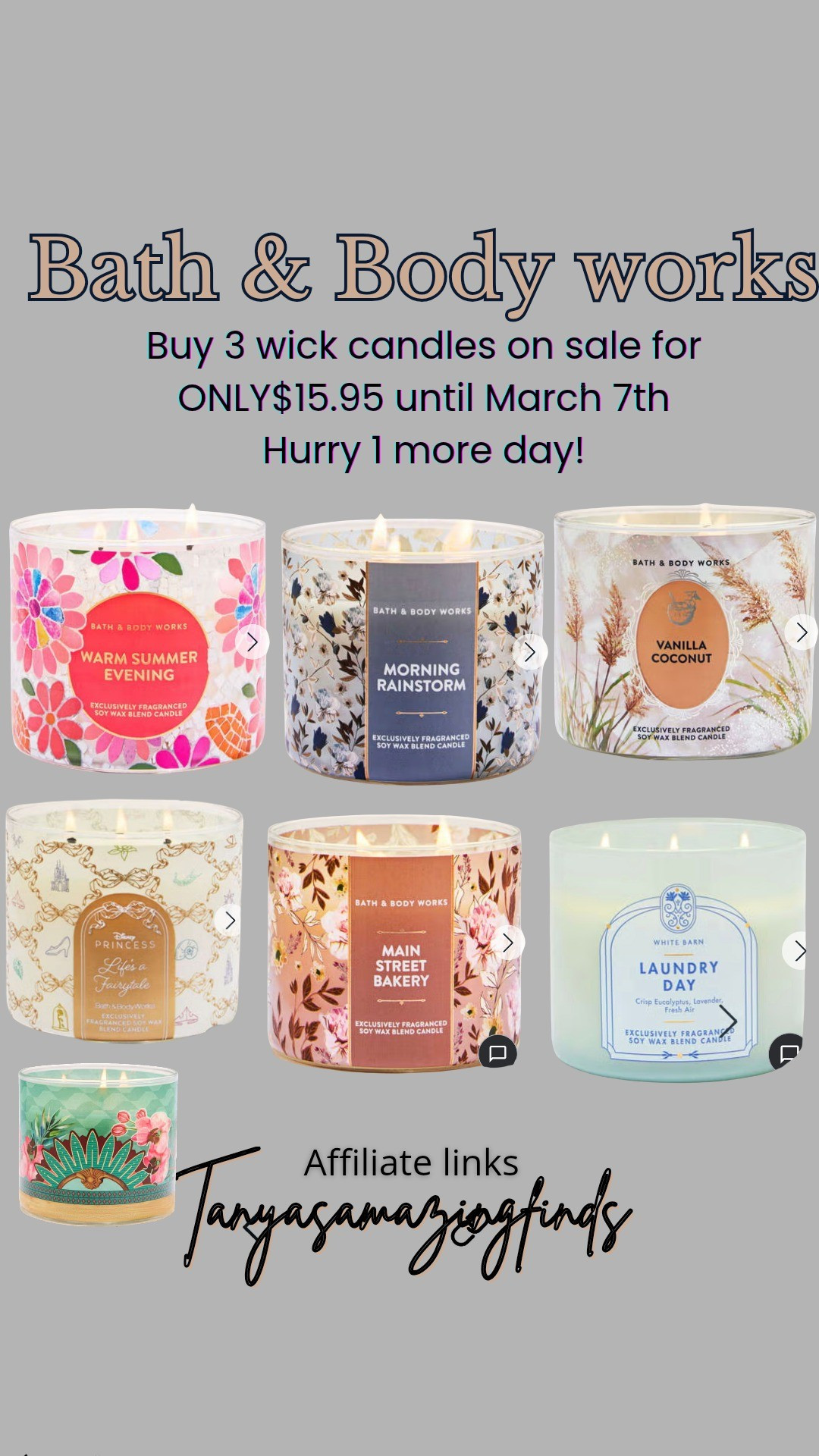 What a fantastic price at bath and body works. Grab your candles now. Sale ends tomorrow. 

#LTKcanada #LTKhome #LTKsale