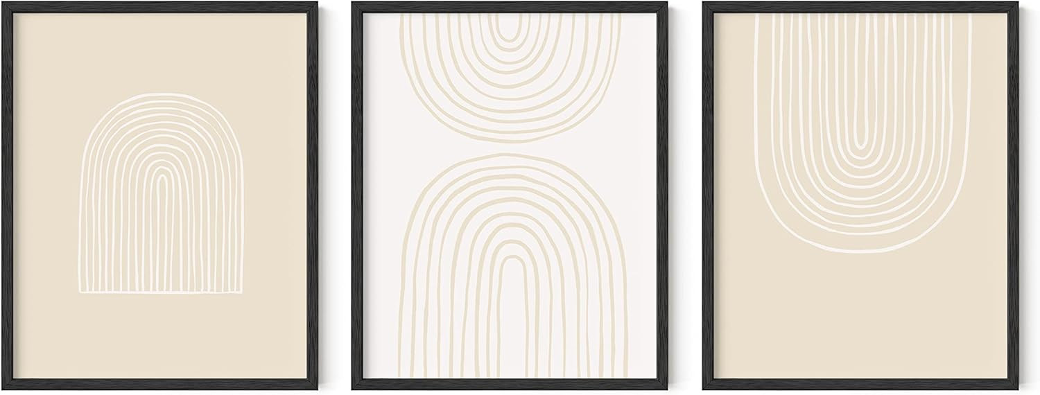 HAUS AND HUES Bohemian Wall Art - Set of 3 Boho Prints, Beige Room Decor Aesthetic, Earth Tone Pi... | Amazon (US)