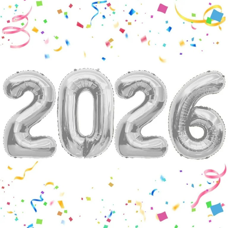 2026 Silver Foil Numbers Balloons(40 Inch) Happy New Years Eve Party Supplies 2026 New Year Gradu... | Walmart (US)