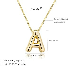 Bubble Gold Letter Necklace for Women, 14k Gold Plated Balloon Initial Letter Pendant Necklace Da... | Amazon (US)