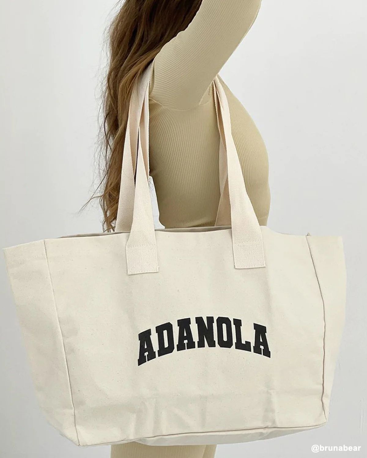 Varsity Tote Bag - Cream/Black | Adanola UK