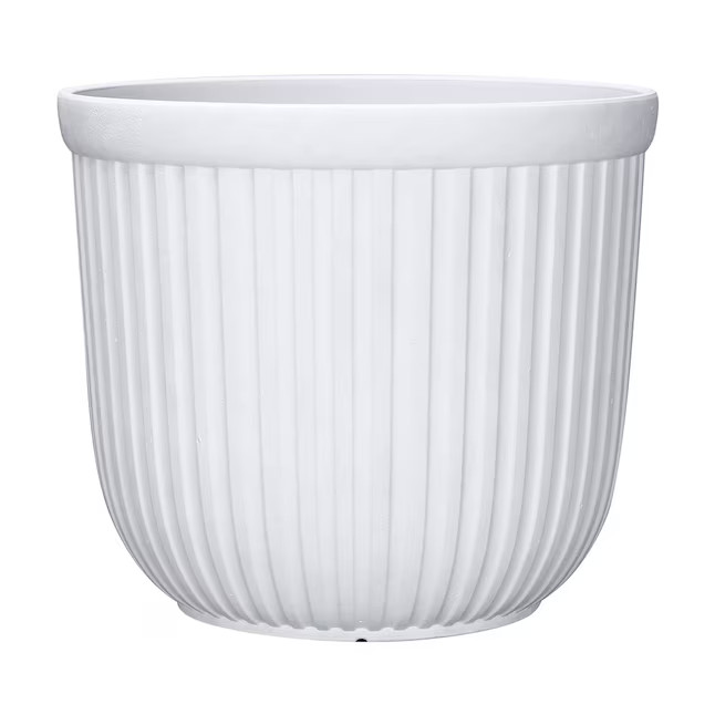 Origin 21 Round 16.73-in W Large White Recycled Plastic Contemporary/Modern Indoor/Outdoor Plante... | Lowe's