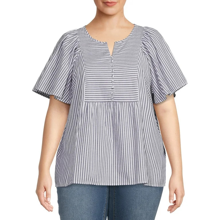 Terra & Sky Women's Plus Size Peplum Woven Top | Walmart (US)