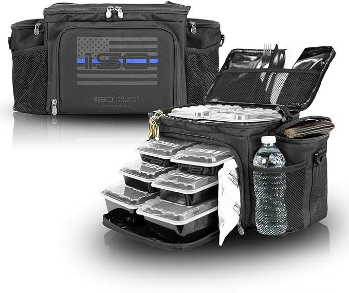 Amazon.com: Meal Prep Insulated Lunch Bag - Isobag 6 Meal Thin Blue Line - Large Insulated 6 Meal... | Amazon (US)