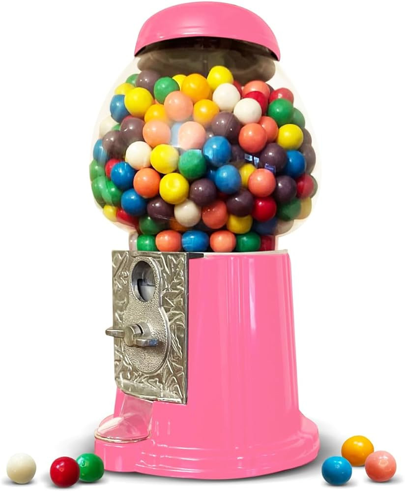 American Gumball Company - Metal 11-Inch Retro Style Pink Gumball Machine, Made for 0.62 Inch Gum... | Amazon (US)