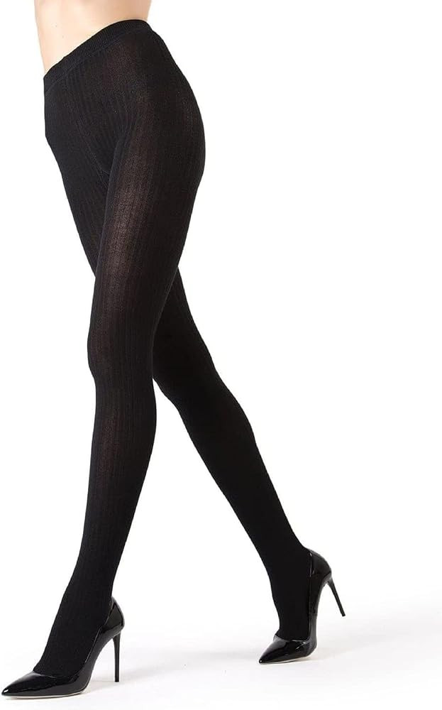 MeMoi Boston Ribbed Cotton Sweater Tights, Warm Opaque Winter Tights | Amazon (US)