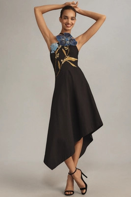 Yukiko Noritake x Anthropologie Asymmetric Floral Midi Dress | Anthropologie (US)