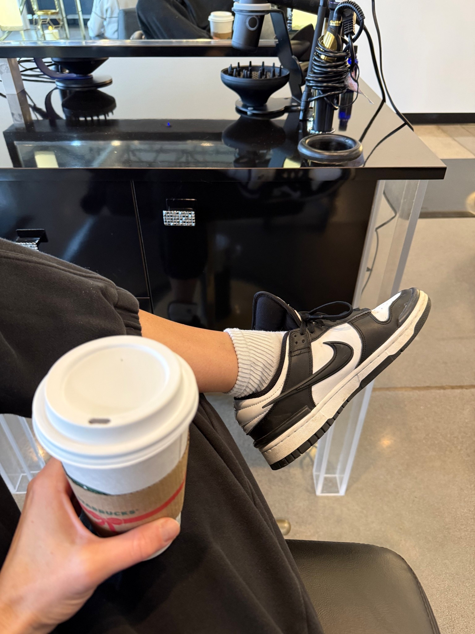 Favorite shoes, socks and sweats. Comfy for salon day! 

#LTKdayinmylife #LTKActive #LTKootd