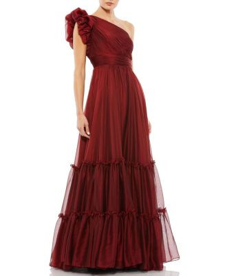 Organza One-Shoulder Pleated Gown | Bloomingdale's (US)
