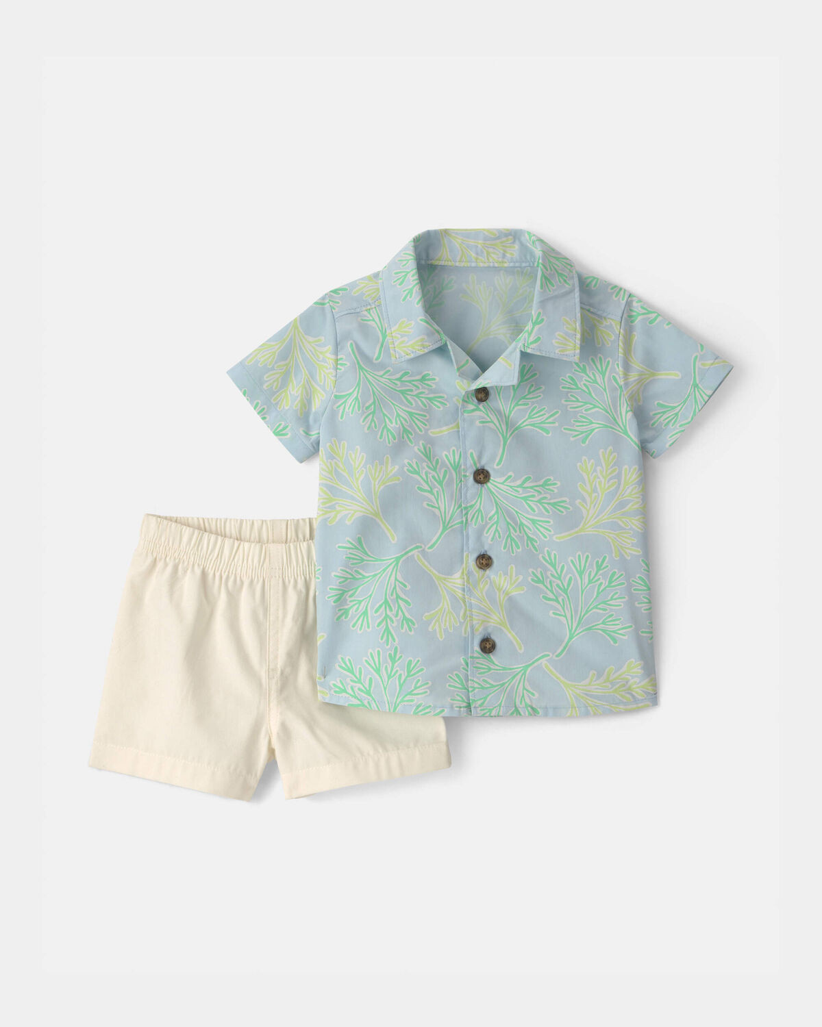 Baby Boy 2-Piece Coral Top & Short Set - Blue/Ivory | Carter's | Carter's Inc