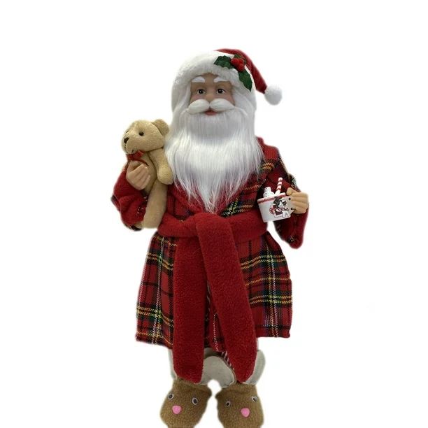 Holiday Time Santa in Robe with Bear & Cocoa Indoor Decor, 18" - Walmart.com | Walmart (US)