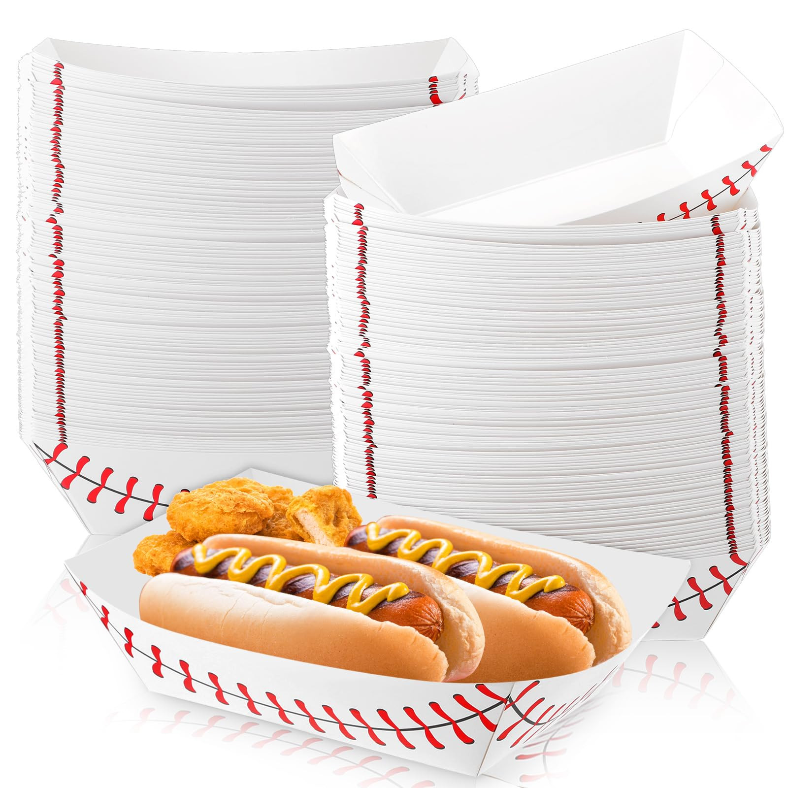 Roshtia 100 Pack 2lb Baseball Party Supplies Paper Food Trays Disposable Serving Tray Nacho Food ... | Amazon (US)