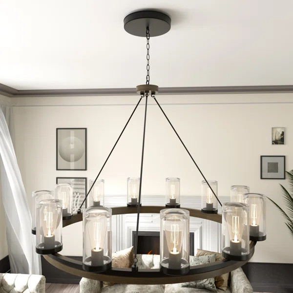 Philadelphia 12 - Light Dimmable Wagon Wheel Chandelier | Wayfair North America