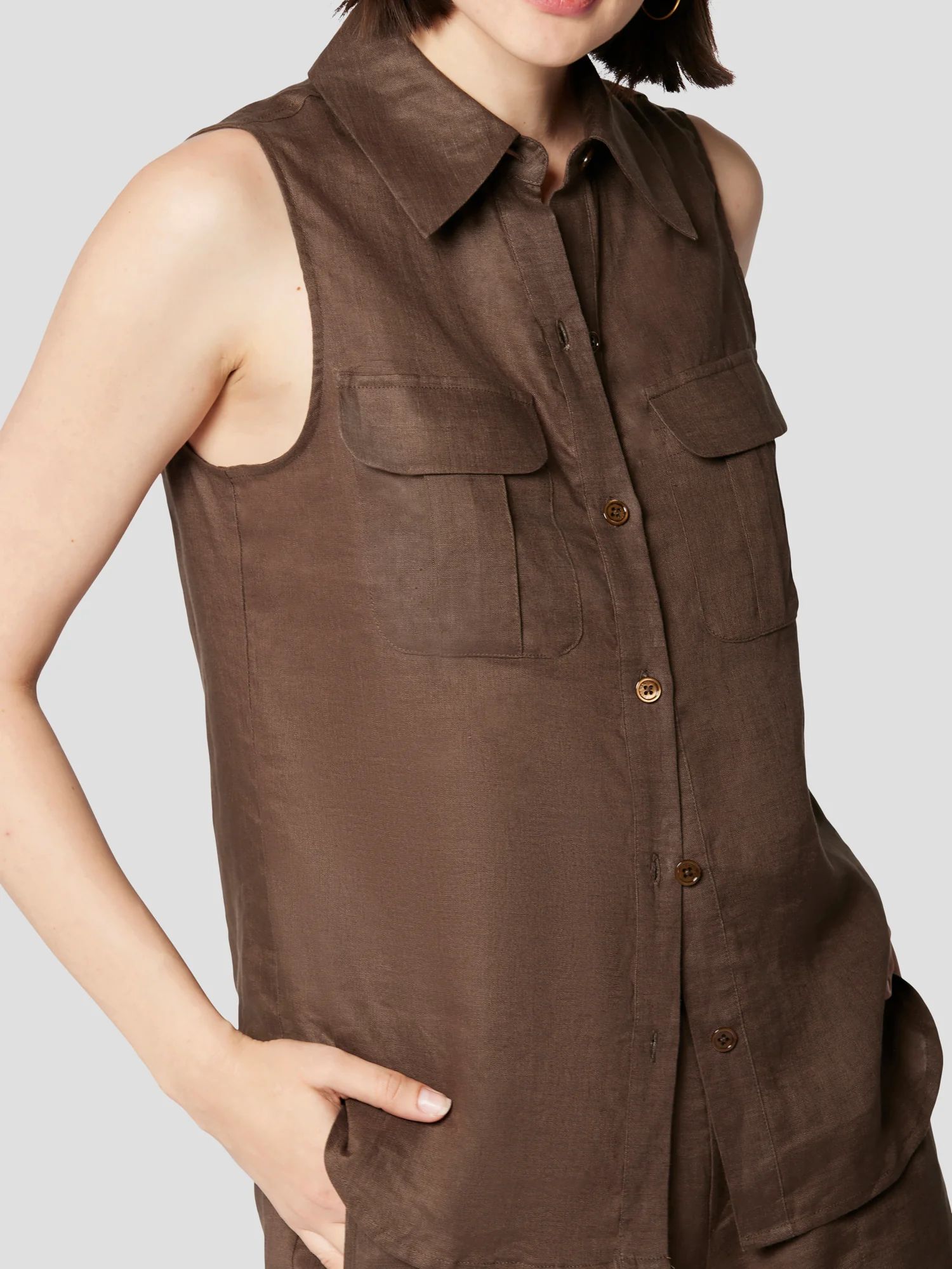 camila sleeveless linen shirt | Equipment