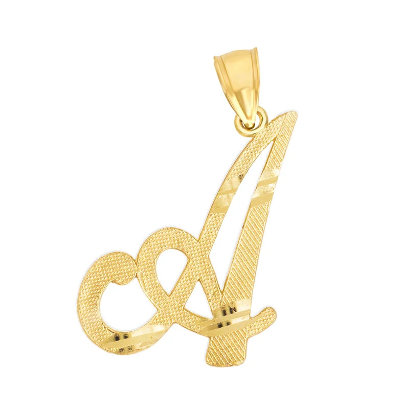 10k Solid Gold Initial Pendant Necklace - Letter Jewelry Gift - Etsy | Etsy (US)