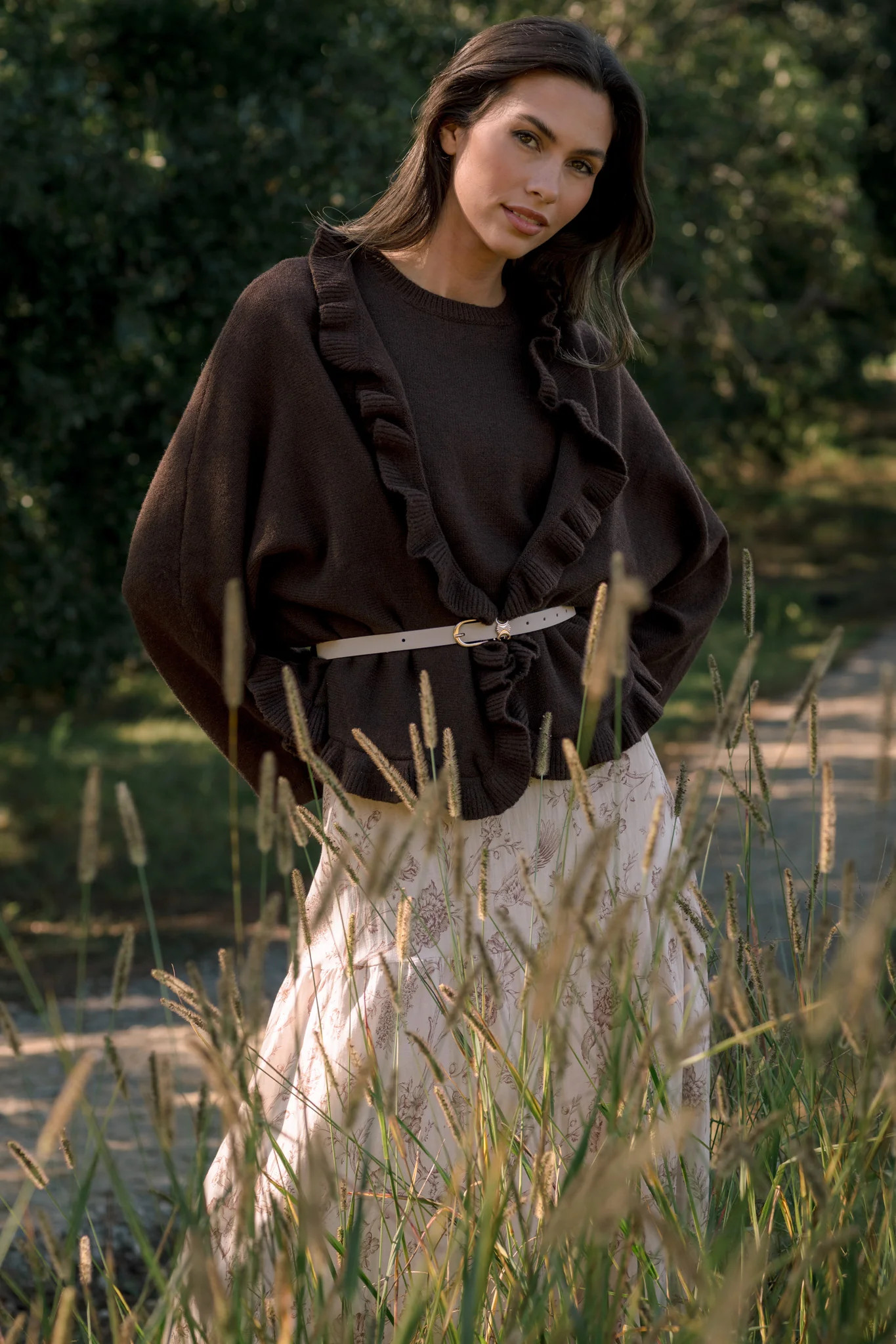 Prosperina Sabrina Dark Chocolate Knit Cardigan | Red Dress
