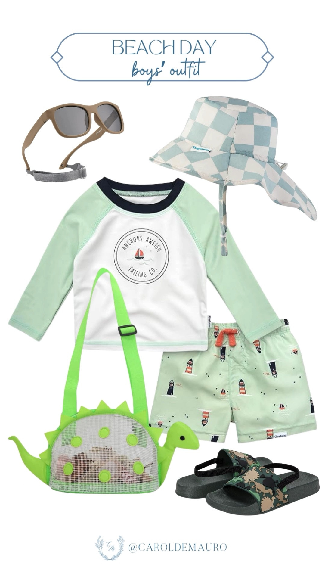 Keep your boy protected and stylish at the shore with this mint green swim set and checkered sun hat! Don't forget to slide on those dinosaur sandals and grab his mesh bag so you're both ready for a day of collecting treasures by the water.

amazon fashion, resort vacation, kids beach outfit, toddler one piece, sun safe, swimsuit season, summer essentials, pool ready

#LTKSeasonal #LTKKids #LTKSwim