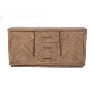Alpine Furniture Aiden Weathered Natural Wood 62  in. W Sideboard with Solid Wood, Drawers 3348-0... | The Home Depot