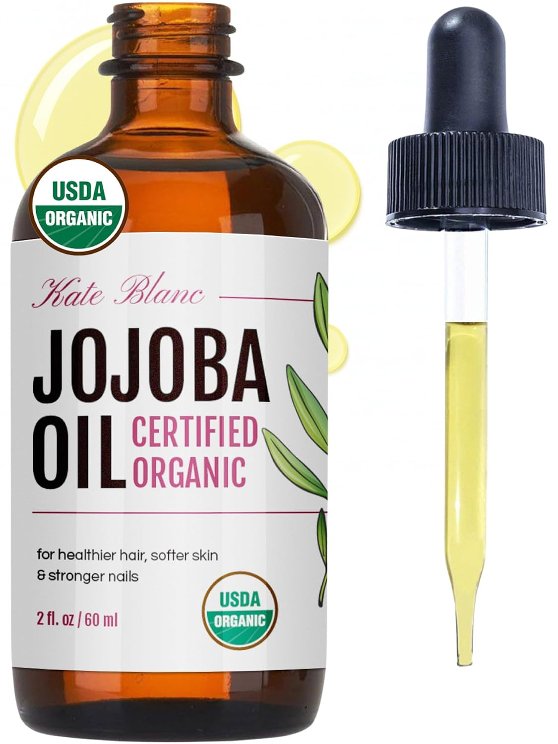 Kate Blanc Cosmetics Organic Jojoba Oil for Hair, Skin, Face, Nails (2oz) | Amazon (US)