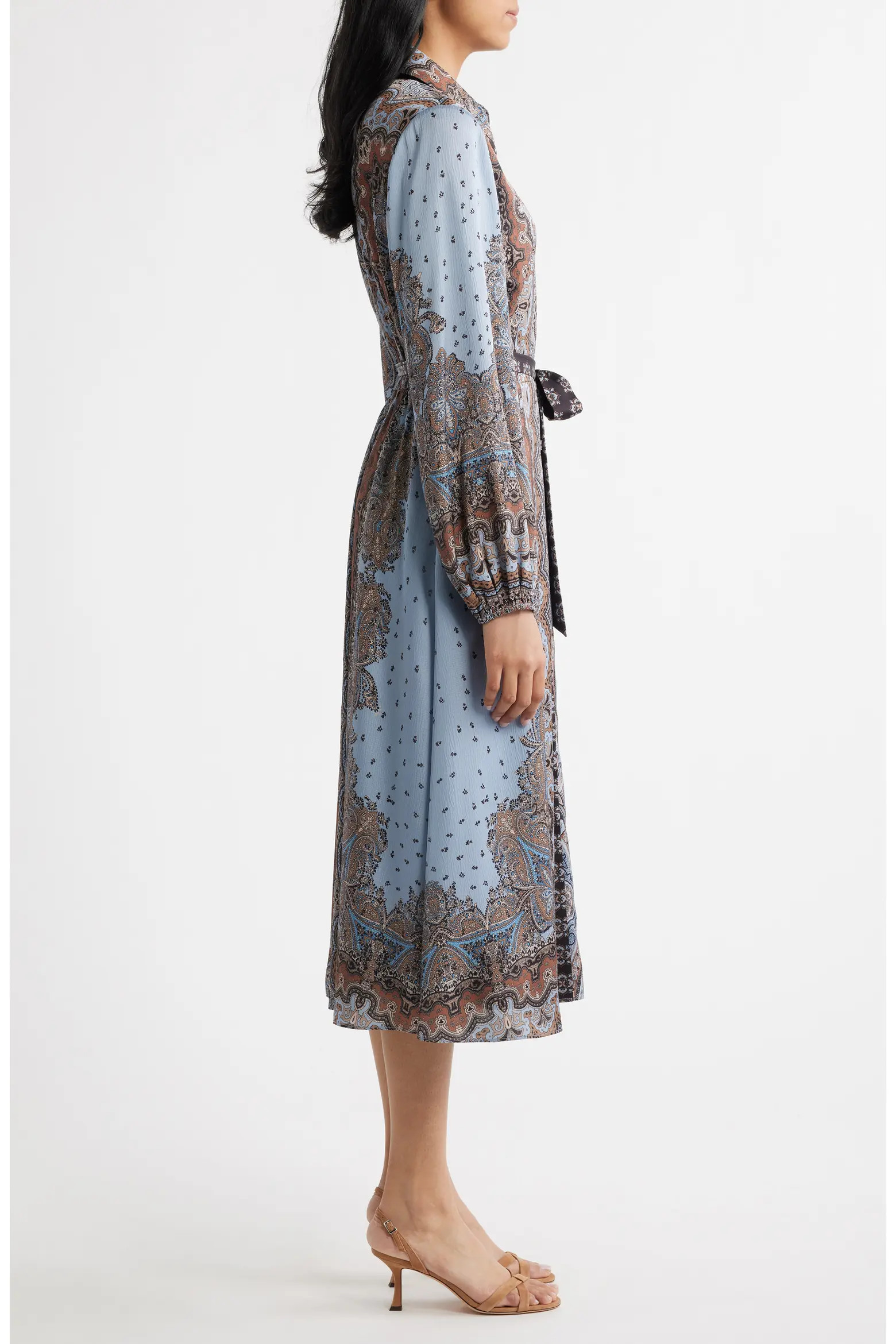 Mixed Paisley Long Sleeve Midi Shirtdress (Women) | Nordstrom | Nordstrom