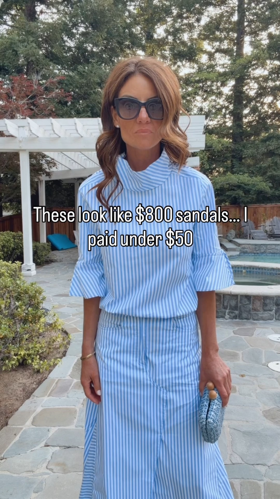 Stylish, navy top and skirt, I am in a size small in the top and extra small in the skirt. I am 5'7" tall. Added navy sandals that look very similar to an expensive brand. They are currently under $50.

#LTKootd #LTKWorkwear #LTKSaleAlert