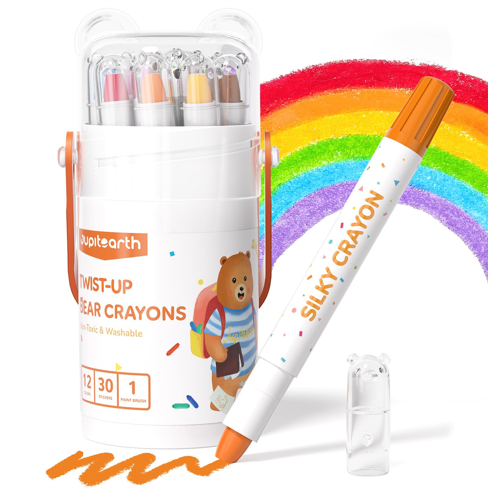 JUPITEARTH 12 Color Twist Crayons for Toddlers 1-3 and Kids 4-8, Non-Toxic Washable Crayons 2-4, Ultra-Silky Easy-Grip Art Supplies, Ideal Coloring Gift for Boys and Girls | Amazon (US)