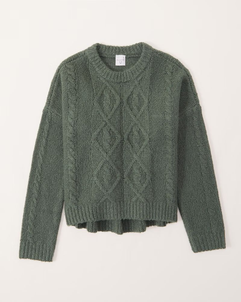 girls cable crewneck sweater | girls | Abercrombie.com | Abercrombie & Fitch (US)