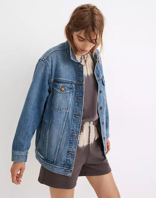 The Oversized Trucker Jean Jacket in Hunton Wash | Madewell