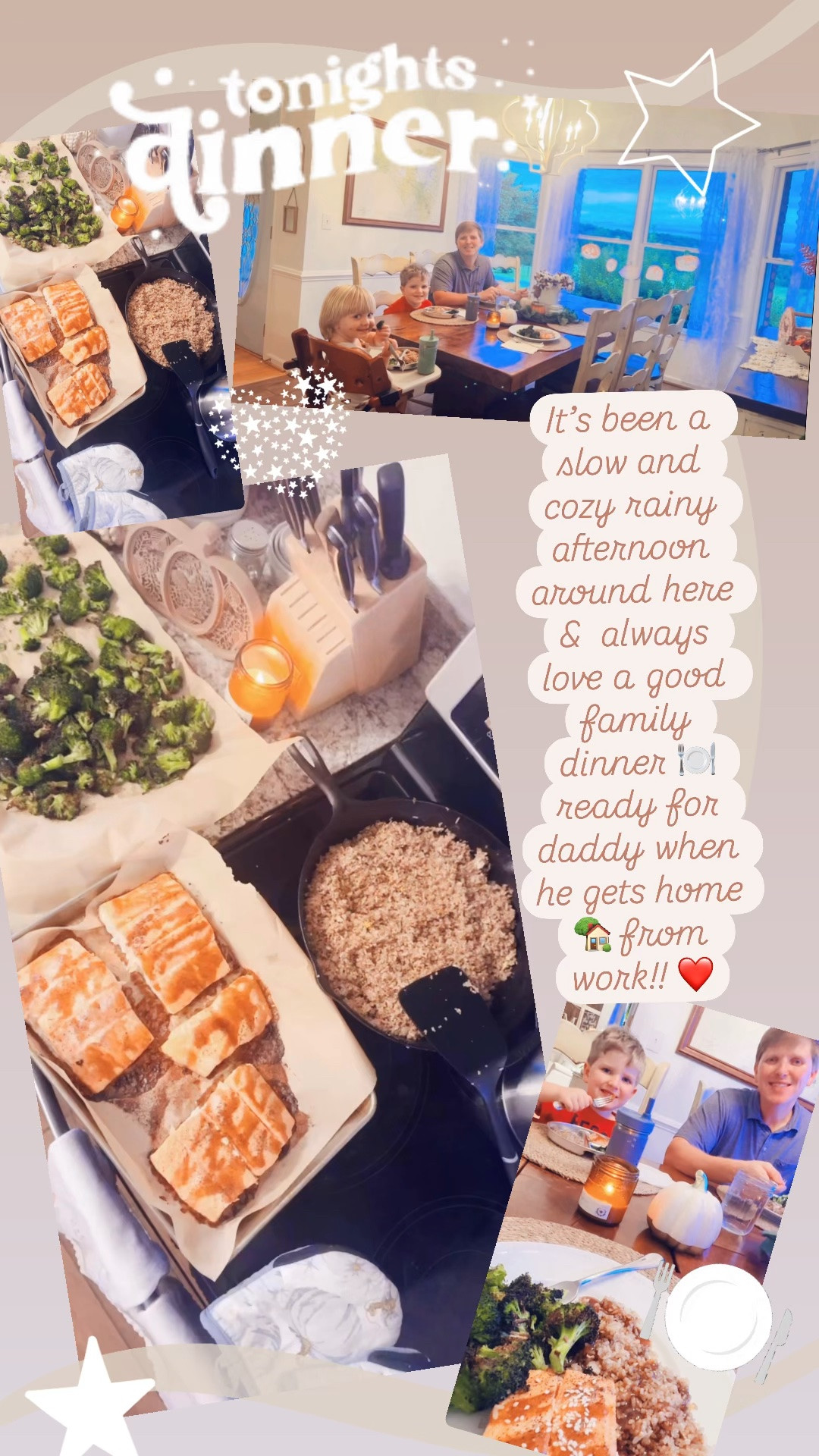 It’s been a slow and cozy rainy afternoon around here &  always love a good family dinner 🍽️ ready for daddy when he gets home 🏡 from work!! ❤️