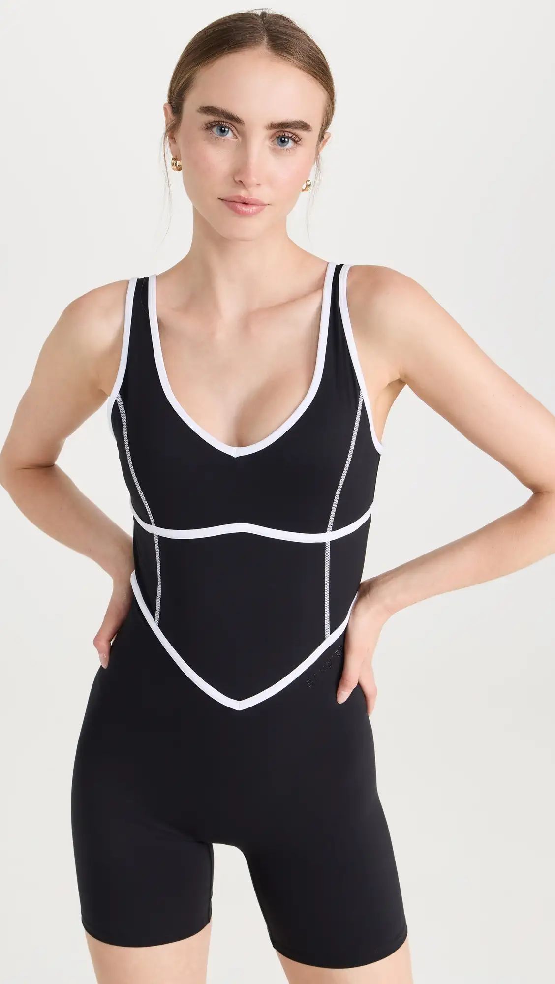 BANDIER V-Neck Tempo Contrast Seam Playsuit | Shopbop | Shopbop