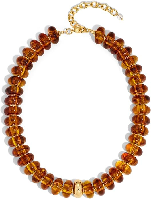 Beaded necklace for Women Boho Bead Gemstone Chunky Necklace Big Bead Necklace Fashion Trendy Sum... | Amazon (US)