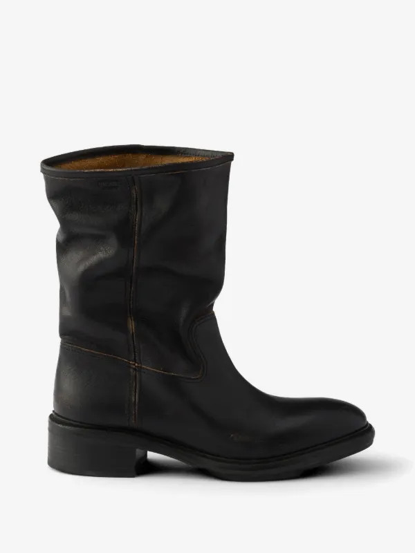 vintage-effect leather boots | Farfetch Global
