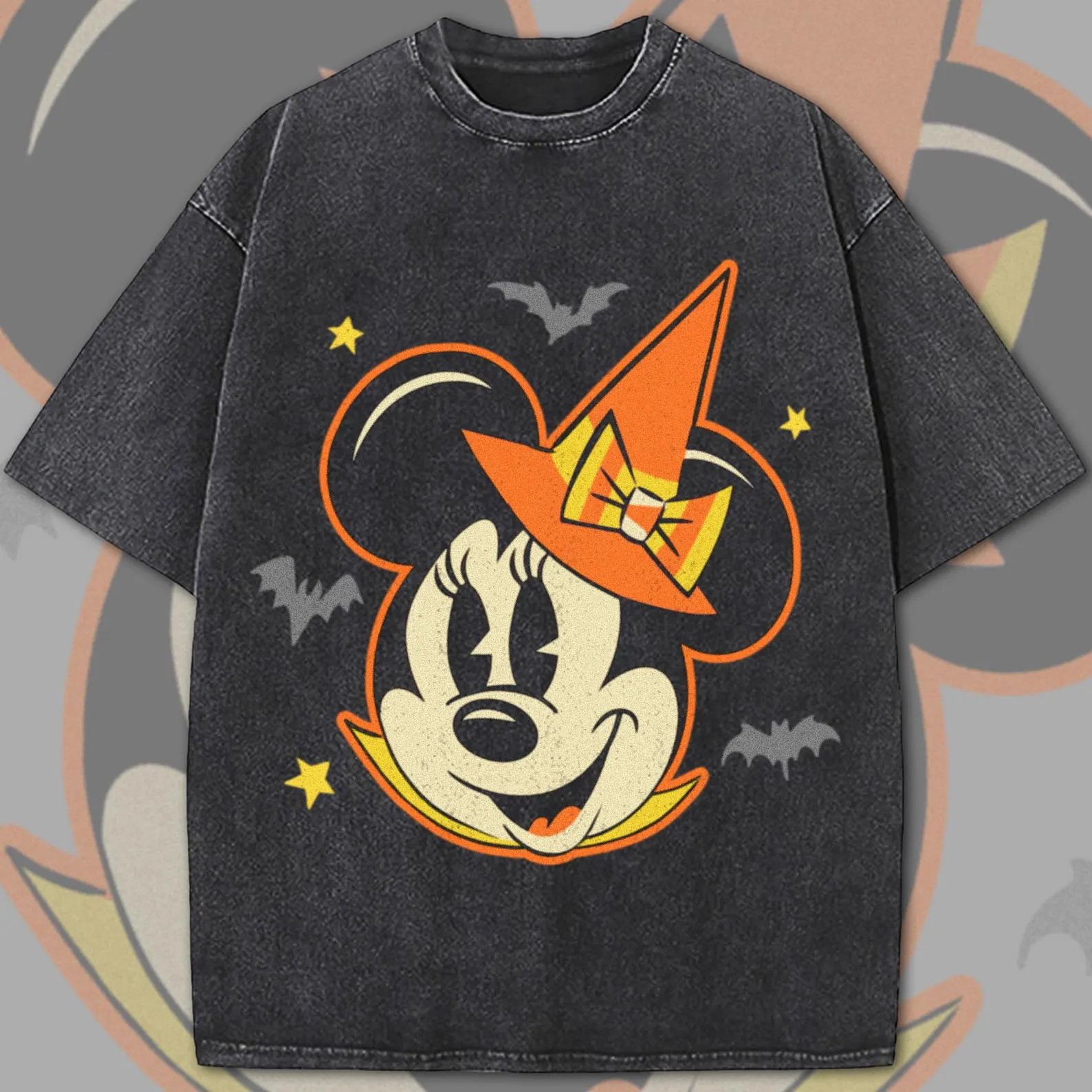 Minnie Halloween Big Face Acid Wash Oversized Shirt, Inspired Acid Wash Tee, Halloween Shirt | Etsy (Global)