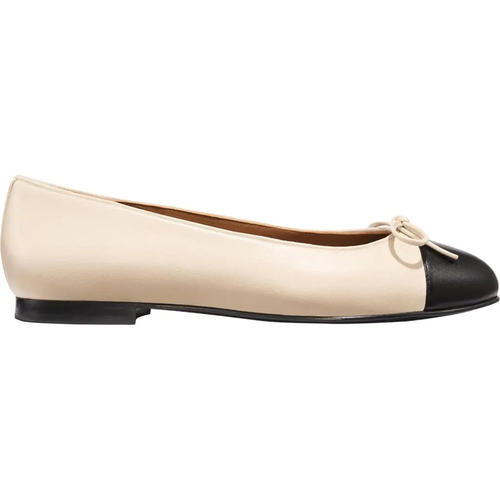 MARGAUX The Cap-Toe Demi in Ecru And Black Nappa at Nordstrom, Size 39.5 | Nordstrom