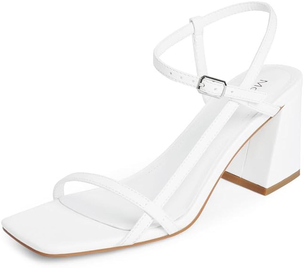 Modatope Sandals Women Chunky Heel Square toe Sandals for Women Strappy Ankle Strap Heels for Wom... | Amazon (US)