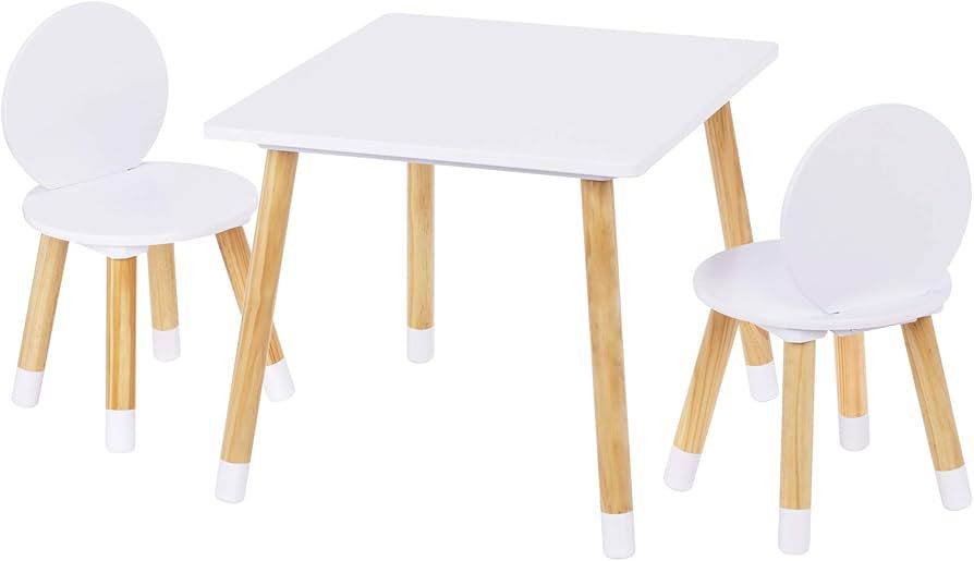 UTEX Kids Table with 2 Chairs Set for Toddlers, Boys, Girls, 3 Piece Kiddy Table and Chairs Set, White | Amazon (US)