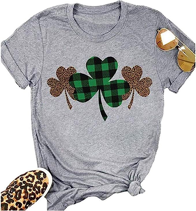 Beopjesk Womens St Patrick's Day Clover T-Shirt Blessed and Lucky Graphic Tees I'm One Lucky Mama... | Amazon (US)