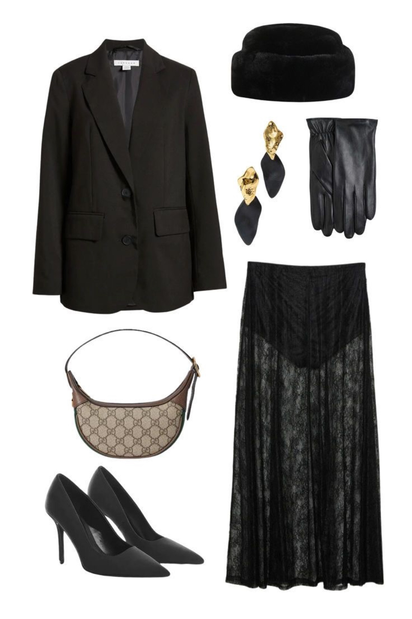 #oldlady #trendy #iconic #blazeroutfit #furbeanie #furhat #laceskirt #pointytoeheels #leathergloves #goldearings #guccibag 

#LTKeurope #LTKworkwear #LTKHoliday